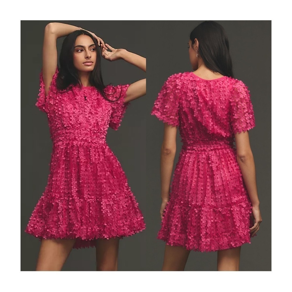 Anthropologie The Somerset Mini Dress: Floral Appliqué Edition